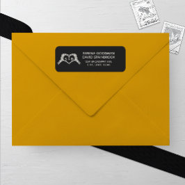Skeleton Hands Heart Wedding Address Label ラベル