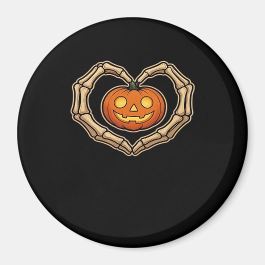 Skeleton Hands Heart With Pumpkin Cute Spooky Hall マグネット (正面)