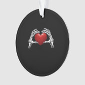 Skeleton Hands Holding A Red Heart Warm Highlight オーナメント (正面)