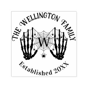 Skeleton Hands Spiderweb Init 家族の名前 設立 セルフインキングスタンプ