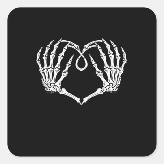 Skeleton Hands Vaとバレンタインデーのゴシックハート スクエアシール (正面)