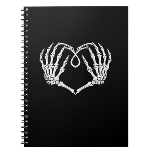 Skeleton Hands Vaとバレンタインデーのゴシックハート ノートブック (正面)