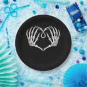 Skeleton Hands Vaとバレンタインデーのゴシックハート ペーパープレート (パーティー)