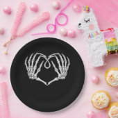 Skeleton Hands Vaとバレンタインデーのゴシックハート ペーパープレート (パーティー)