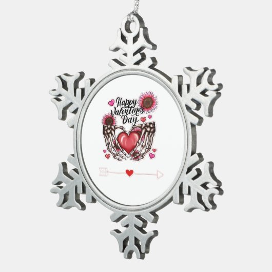 Skeleton Hands Valentines Day Classic Style スノーフレークピューターオーナメント (右)
