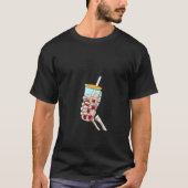 skeleton hands with skull boba pearls in boba tea tシャツ (正面)