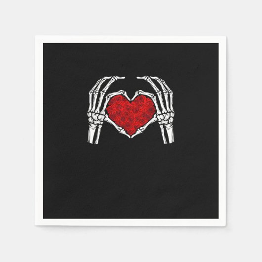 Skeleton Heart Hands Sign Valentine's Day Cute Hea スタンダードカクテルナプキン (正面)