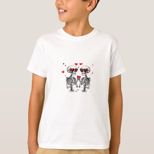 Skeleton Heart Hands Trending Modern Aesthetic Tシャツ (正面)