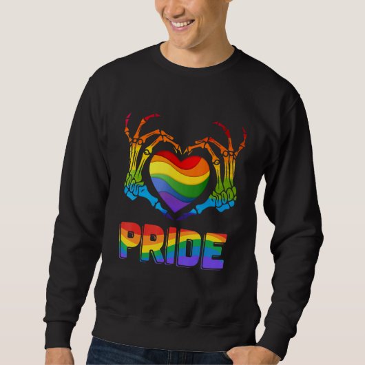 Skeleton Heart Pride Rainbow LGBTQ LGBT Gay Lesbia スウェットシャツ (正面)