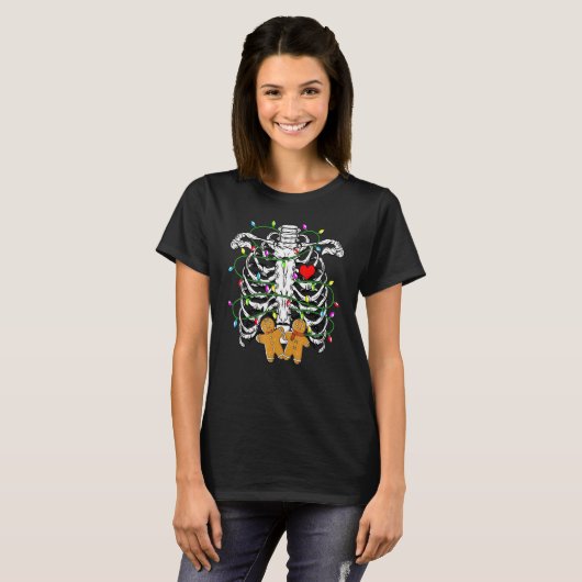 Skeleton Heart Rib Cage X Ray Gingerbread Christma Tシャツ (正面フル)