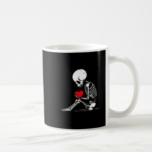 Skeleton Heart Valentines Emo Gothic Minimalist Ck コーヒーマグカップ (右)