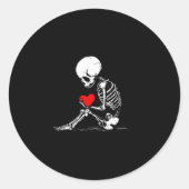 Skeleton Heart Valentines Emo Gothic Minimalist Ck ラウンドシール (正面)