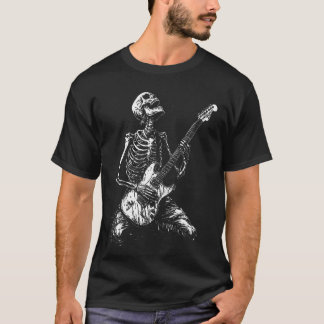 Skeleton Heavy Death Metal Rock Punk Gothic Guitar Tシャツ