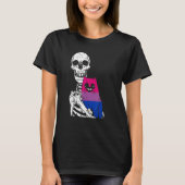 Skeleton Holding A Cat Bisexual LGBT-Q Pride Rainb Tシャツ (正面)