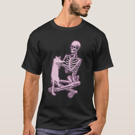 Skeleton Holding A Cat  Skeleton & Cat  Cat Ideas Tシャツ (正面)