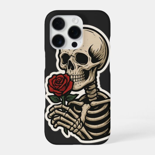 Skeleton Holding a Rose – Artistic Gothic Sticker iPhoneケース (裏面)