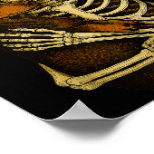 Skeleton Holding Dachshund Dog Funny Lazy Hallowee ポスター (角)