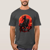 Skeleton horse Human skeleton Horse riding Sword b Tシャツ (正面)