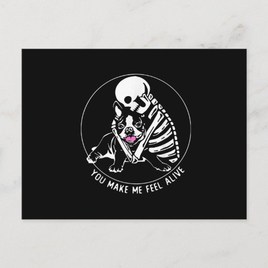 SKELETON HUG BOSTON TERRIERあなたが私を生き感じた ポストカード (正面)