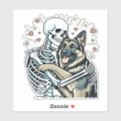 Skeleton Hugging a German Shepherd � Unique Gothic シール (シート)