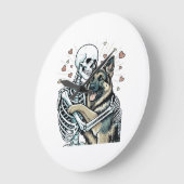 Skeleton Hugging a German Shepherd � Unique Gothic ラージ壁時計 (傾斜)