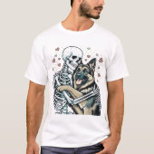 Skeleton Hugging a German Shepherd � Unique Gothic Tシャツ (正面)