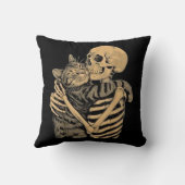 Skeleton Hugging Cat – Cute Gothic Cat Lover Gift クッション (裏面)