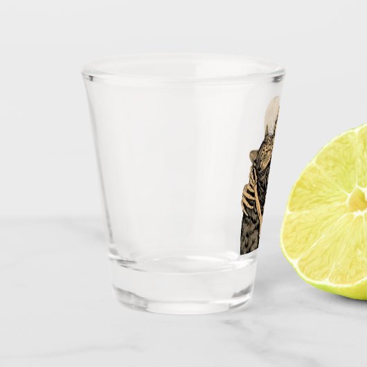  Skeleton Hugging Cat – Cute Gothic Cat Lover Gift ショットグラス (左)