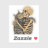  Skeleton Hugging Cat – Cute Gothic Cat Lover Gift シール (シート)