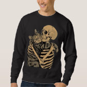  Skeleton Hugging Cat – Cute Gothic Cat Lover Gift スウェットシャツ (正面)
