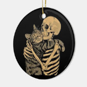  Skeleton Hugging Cat – Cute Gothic Cat Lover Gift セラミックオーナメント (左)