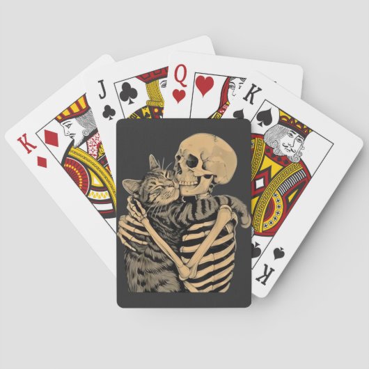  Skeleton Hugging Cat – Cute Gothic Cat Lover Gift トランプ (裏面)