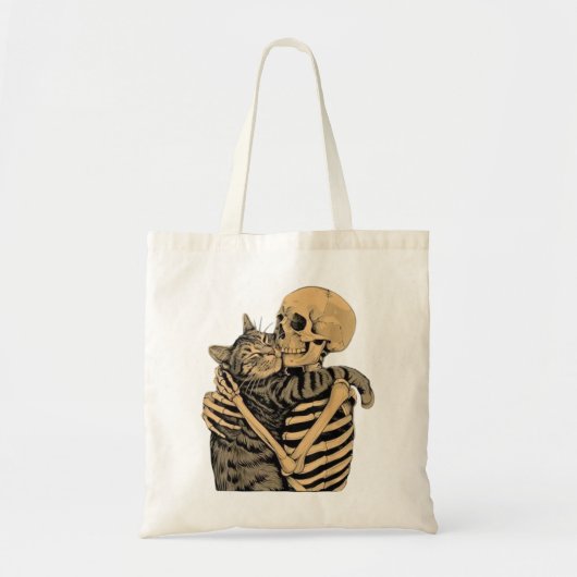  Skeleton Hugging Cat – Cute Gothic Cat Lover Gift トートバッグ (正面)