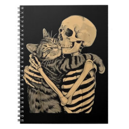 Skeleton Hugging Cat – Cute Gothic Cat Lover Gift ノートブック