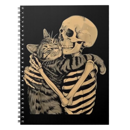  Skeleton Hugging Cat – Cute Gothic Cat Lover Gift ノートブック (正面)