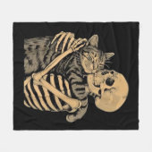  Skeleton Hugging Cat – Cute Gothic Cat Lover Gift フリースブランケット (正面(横))