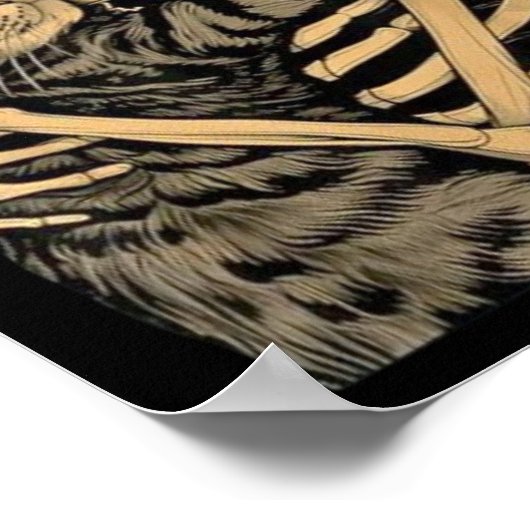  Skeleton Hugging Cat – Cute Gothic Cat Lover Gift ポスター (角)