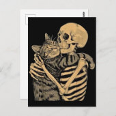  Skeleton Hugging Cat – Cute Gothic Cat Lover Gift ポストカード (正面/裏面)