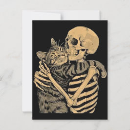 Skeleton Hugging Cat – Cute Gothic Cat Lover Gift ポストカード