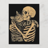  Skeleton Hugging Cat – Cute Gothic Cat Lover Gift ポストカード (正面)