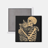  Skeleton Hugging Cat – Cute Gothic Cat Lover Gift マグネット (正面/裏面)