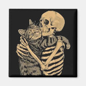  Skeleton Hugging Cat – Cute Gothic Cat Lover Gift マグネット (正面)