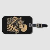  Skeleton Hugging Cat – Cute Gothic Cat Lover Gift ラゲッジタグ (正面横)