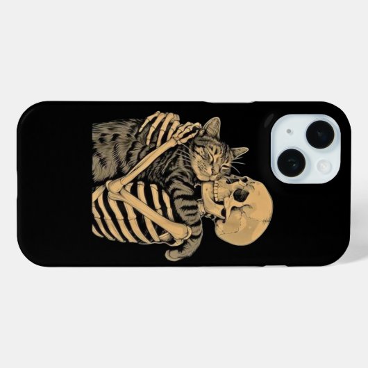  Skeleton Hugging Cat – Cute Gothic Cat Lover Gift Case-Mate iPhoneケース (裏面 (横))