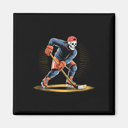 Skeleton Ice Hockey Player Funny Skater Design マグネット (正面)