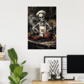 Skeleton In Kitchen Print, Victorian Kitchen ポスター (ホームオフィス)