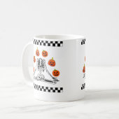 Skeleton Juggling Pumpkin Head Funny Skeleton Hall コーヒーマグカップ (正面左)