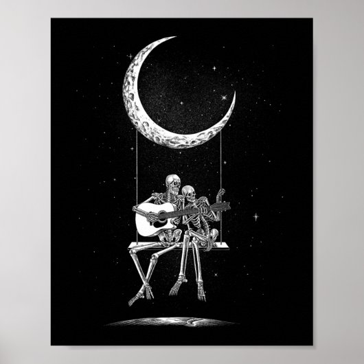 Skeleton Moon Band Tees - Rock And Roll Concert Gr ポスター (正面)