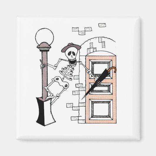 Skeleton Movie Star有名人歌と傘 マグネット (正面)