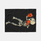Skeleton Muay Thai Halloween Kickboxing Mma Fighte フリースブランケット (正面(横))